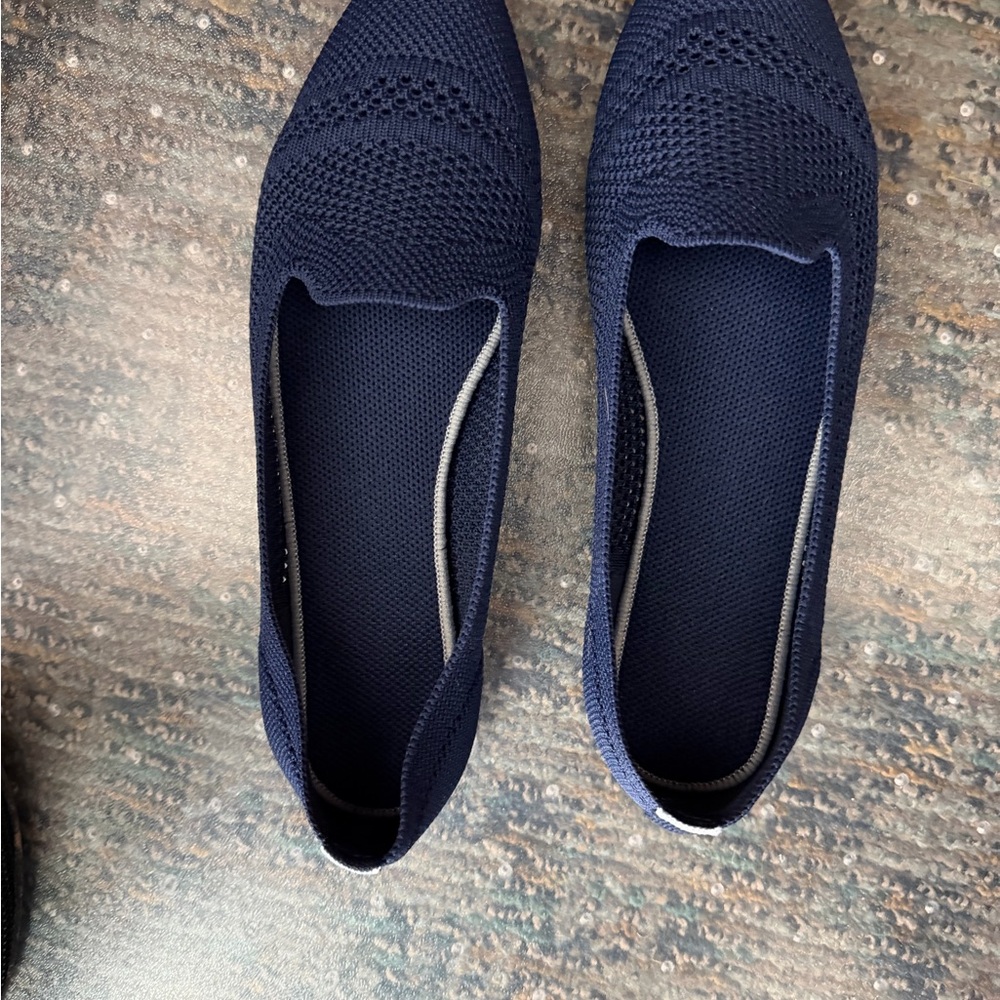 Women's Navy Blue Knit Loafers